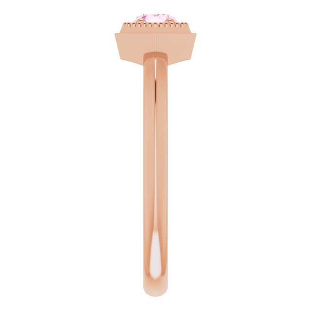 14K Gold Round Natural Pink Sapphire Geometric Ring - Rose Gold - view 4