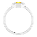 Platinum Round Natural Yellow Sapphire Geometric Ring - view 2