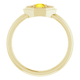 14K Gold Round Natural Yellow Sapphire Geometric Ring - Yellow Gold - view 2
