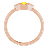 14K Gold Round Natural Yellow Sapphire Geometric Ring - Rose Gold - view 2