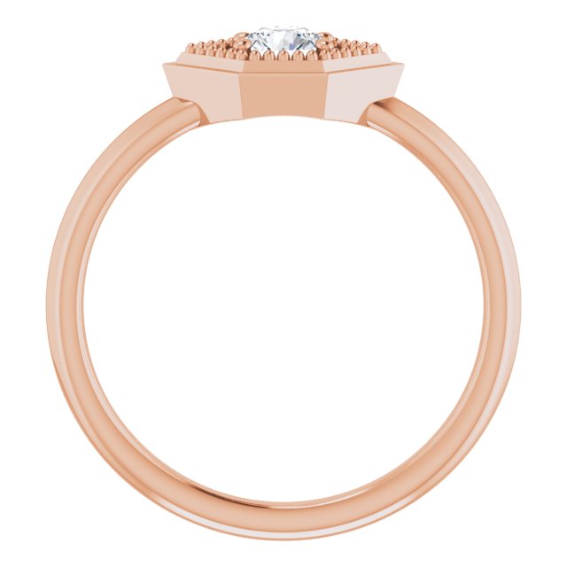 14K Gold Round Natural White Sapphire Geometric Ring - Rose Gold - view 2