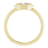 14K Gold Round Natural White Sapphire Geometric Ring - Yellow Gold - view 2