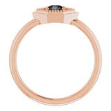 14K Gold Round Natural Black Onyx Geometric Ring - Rose Gold - view 2