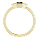 14K Gold Round Natural Black Onyx Geometric Ring - Yellow Gold - view 2