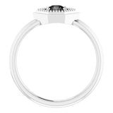 Platinum Round Natural Black Onyx Geometric Ring - view 2