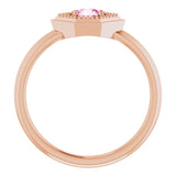 14K Gold Round Natural Pink Sapphire Geometric Ring - Rose Gold - view 2