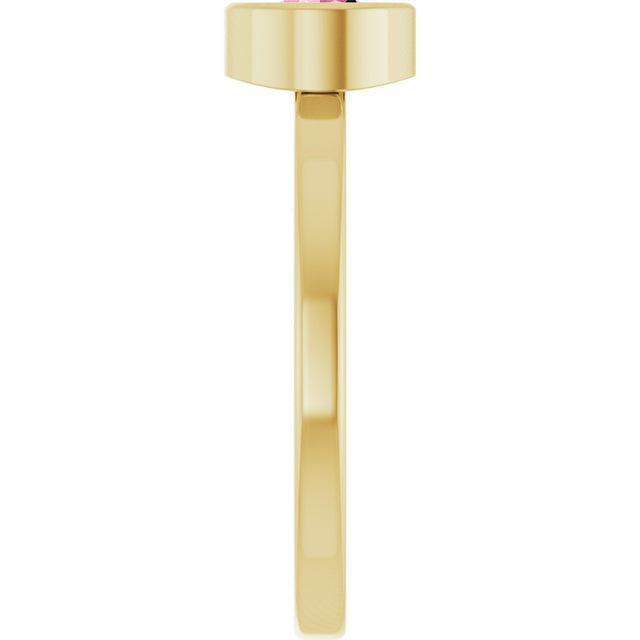 14K Gold Round Natural Pink Tourmaline Bezel-Set Solitaire Ring - Yellow Gold - view 9