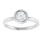 Platinum Round Natural White Sapphire Bezel-Set Solitaire Ring - view 8