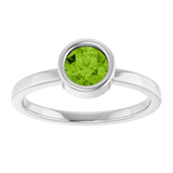 14K Gold Round Natural Peridot Bezel-Set Solitaire Ring - White Gold - view 8