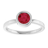 Platinum Round Lab-Grown Ruby Bezel-Set Solitaire Ring - view 8