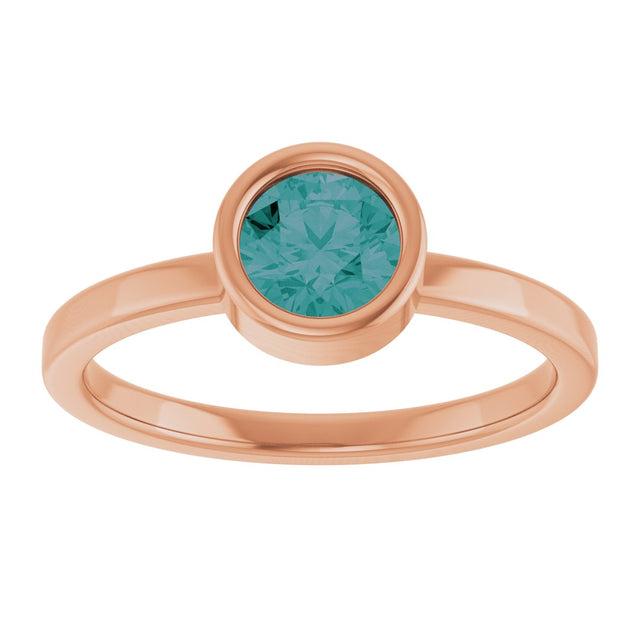 14K Gold Round Lab-Grown Alexandrite Bezel-Set Solitaire Ring - Rose Gold - view 8