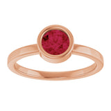 14K Gold Round Lab-Grown Ruby Bezel-Set Solitaire Ring - Rose Gold - view 8