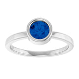 14K Gold Round Natural Blue Sapphire Bezel-Set Solitaire Ring - White Gold - view 8