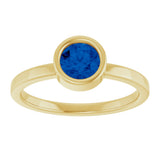 14K Gold Round Natural Blue Sapphire Bezel-Set Solitaire Ring - Yellow Gold - view 8