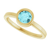 14K Gold Round Natural Blue Zircon Bezel-Set Solitaire Ring - Yellow Gold - view 10