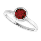 Platinum Round Natural Mozambique Garnet Bezel-Set Solitaire Ring - view 10