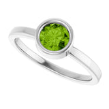 14K Gold Round Natural Peridot Bezel-Set Solitaire Ring - White Gold - view 10