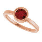 14K Gold Round Natural Mozambique Garnet Bezel-Set Solitaire Ring - Rose Gold - view 10