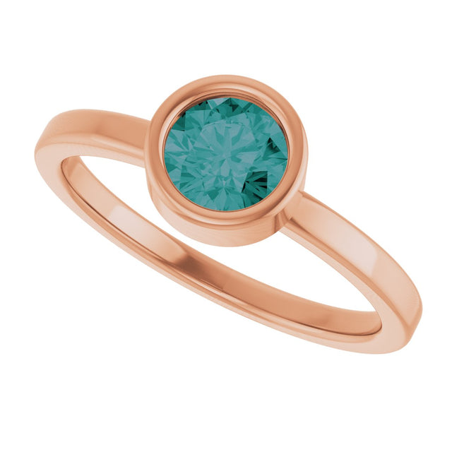 14K Gold Round Lab-Grown Alexandrite Bezel-Set Solitaire Ring - Rose Gold - view 10