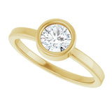 14K Gold Round Natural White Sapphire Bezel-Set Solitaire Ring - Yellow Gold - view 10