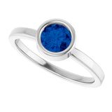 Platinum Round Natural Blue Sapphire Bezel-Set Solitaire Ring - view 10
