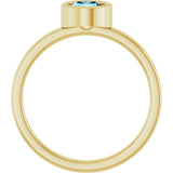 14K Gold Round Natural Aquamarine Bezel-Set Solitaire Ring - Yellow Gold - view 7