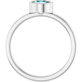 14K Gold Round Natural Blue Zircon Bezel-Set Solitaire Ring - White Gold - view 7