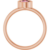 14K Gold Round Natural Pink Tourmaline Bezel-Set Solitaire Ring - Rose Gold - view 7