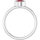 14K Gold Round Natural Ruby Bezel-Set Solitaire Ring - White Gold - view 7