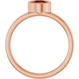 14K Gold Round Natural Mozambique Garnet Bezel-Set Solitaire Ring - Rose Gold - view 7