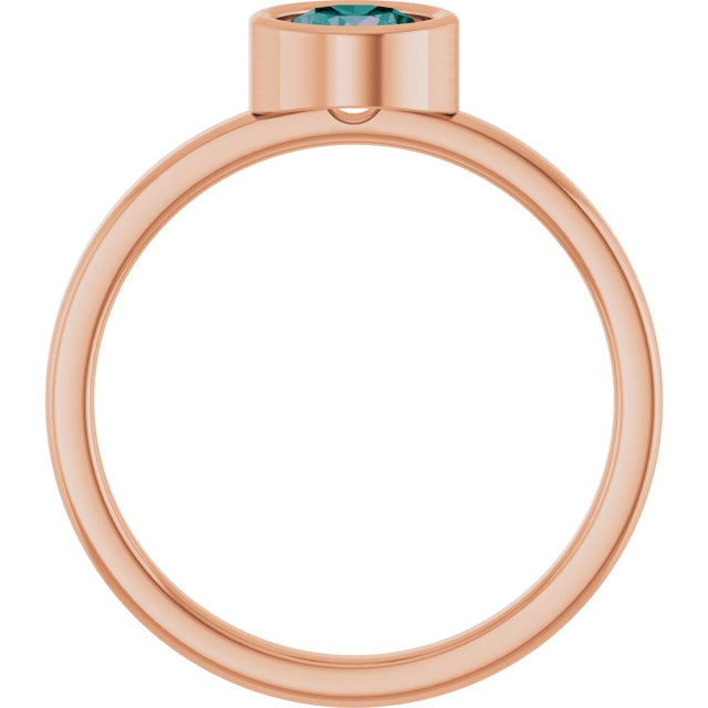 14K Gold Round Lab-Grown Alexandrite Bezel-Set Solitaire Ring - Rose Gold - view 7