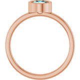 14K Gold Round Natural Blue Zircon Bezel-Set Solitaire Ring - Rose Gold - view 7