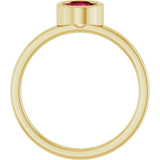14K Gold Round Natural Ruby Bezel-Set Solitaire Ring - Yellow Gold - view 7