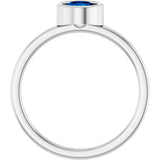 Platinum Round Lab-Grown Blue Sapphire Bezel-Set Solitaire Ring - view 7