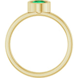 14K Gold Round Natural Emerald Bezel-Set Solitaire Ring - Yellow Gold - view 7