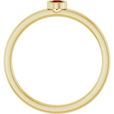 14K Gold Round Natural Mozambique Garnet Bezel-Set Solitaire Ring - Yellow Gold - view 7