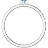 Platinum Round Natural Aquamarine Bezel-Set Solitaire Ring - view 7