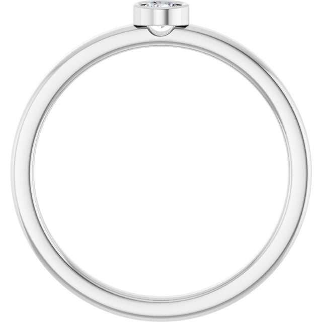 14K Gold Round Natural White Sapphire Bezel-Set Solitaire Ring - White Gold - view 7