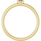 14K Gold Round Natural Amethyst Bezel-Set Solitaire Ring - Yellow Gold - view 7