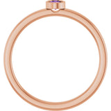 14K Gold Round Natural Amethyst Bezel-Set Solitaire Ring - Rose Gold - view 7