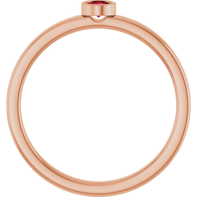 14K Gold Round Lab-Grown Ruby Bezel-Set Solitaire Ring - Rose Gold - view 7