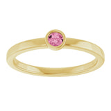 14K Gold Round Natural Pink Tourmaline Bezel-Set Solitaire Ring - Yellow Gold - view 8