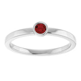Platinum Round Natural Mozambique Garnet Bezel-Set Solitaire Ring - view 8
