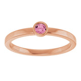 14K Gold Round Natural Pink Tourmaline Bezel-Set Solitaire Ring - Rose Gold - view 8