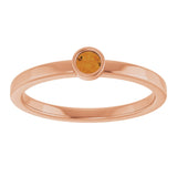 14K Gold Round Natural Citrine Bezel-Set Solitaire Ring - Rose Gold - view 8