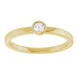 14K Gold Round Natural White Sapphire Bezel-Set Solitaire Ring - Yellow Gold - view 8