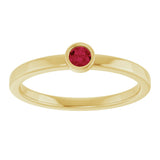 14K Gold Round Natural Ruby Bezel-Set Solitaire Ring - Yellow Gold - view 8