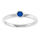 14K Gold Round Lab-Grown Blue Sapphire Bezel-Set Solitaire Ring - White Gold - view 8