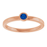 14K Gold Round Lab-Grown Blue Sapphire Bezel-Set Solitaire Ring - Rose Gold - view 8