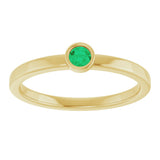 14K Gold Round Lab-Grown Emerald Bezel-Set Solitaire Ring - Yellow Gold - view 8